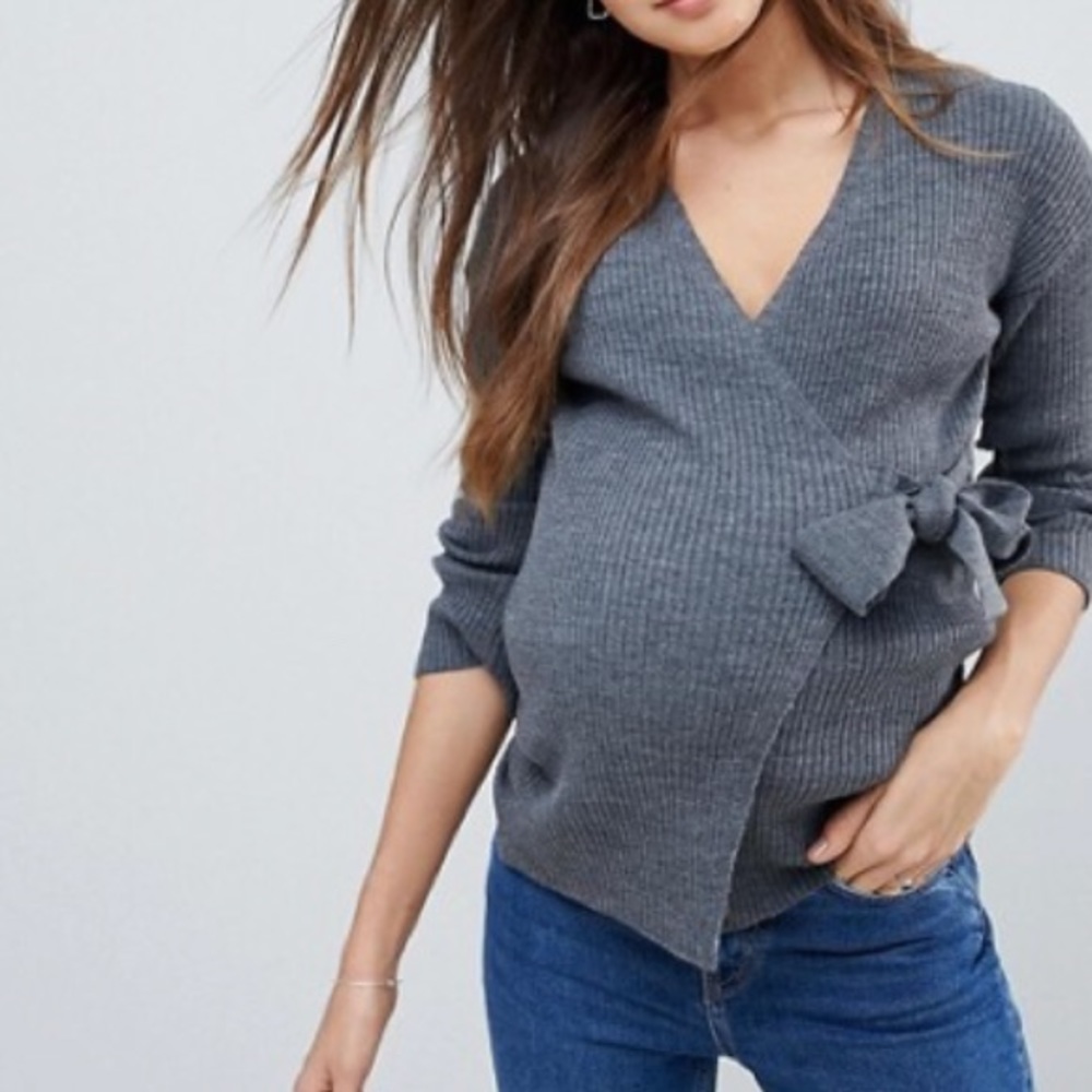 ASOS Maternity wrap rib knit sweater